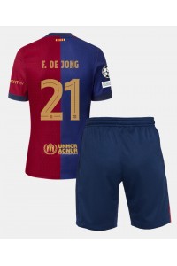 Fotbalové Dres Barcelona Frenkie de Jong #21 Dětské Domácí Oblečení 2024-25 Krátký Rukáv (+ trenýrky)